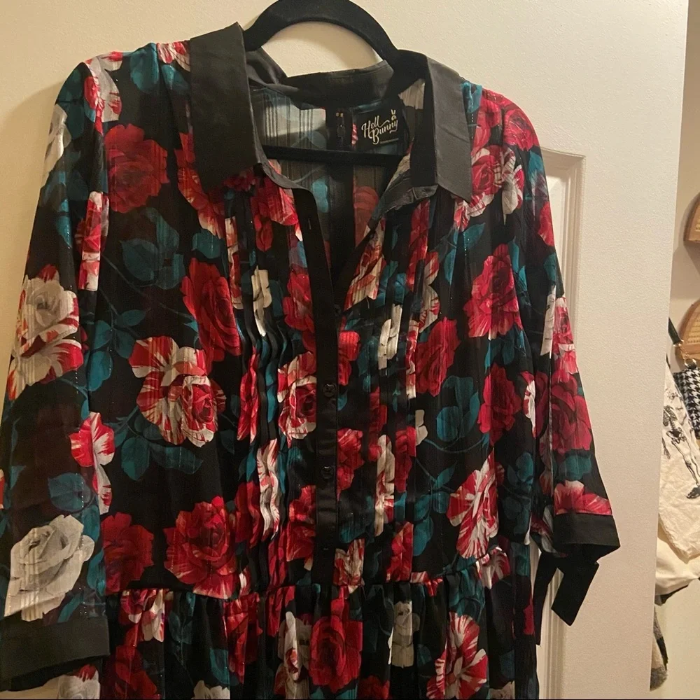 NWOT Hell Bunny Bed of Roses Midi Dress - Picture 7 of 8